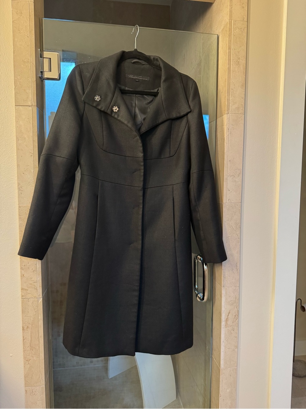 Kenneth Cole Black Wool Blend Pea Coat